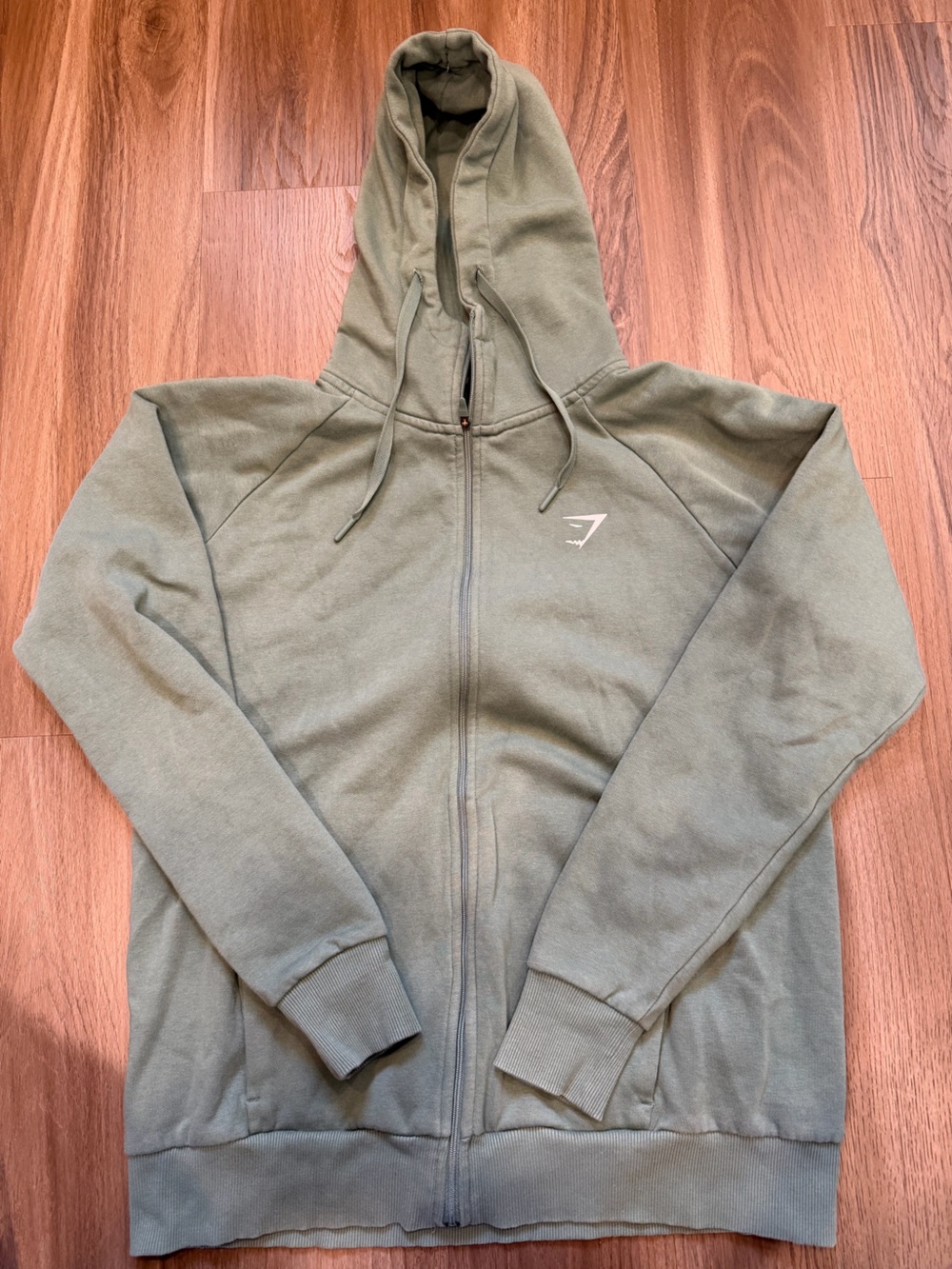 Women’s Olive Green Gym Shark Zip Hoodie Sweater Size S